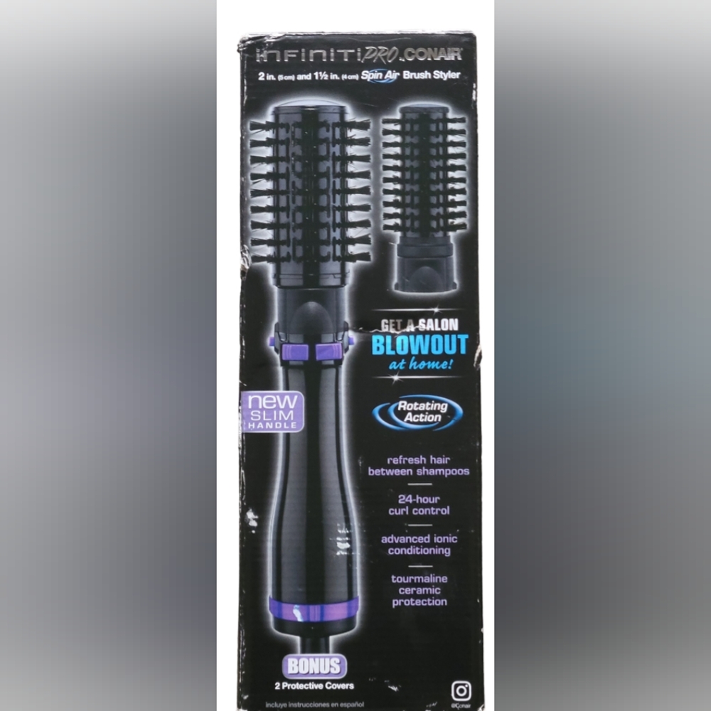 INFINITIPRO BY CONAIR Spin Air Rotating Styler/Hot Air Brush, 2-inch, Black